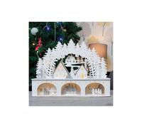 Netagon Battery Powered Wooden Light Up Festive Scene in White Netagon White