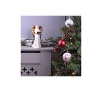 Netagon Ceramic Christmas Festive Winged Angel Tealight Holder Ornament - Gold in White Netagon White