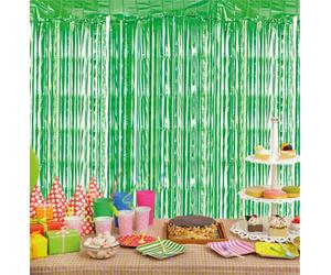 Netagon Cheetah Metallic Event Party Photo Backdrop Tinsel Curtain 2.5M X 1M Green