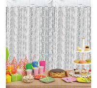 Netagon Cheetah Metallic Party Event Photo Backdrop Tinsel Curtain 2.5M X 1M Silver