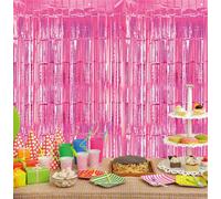 Netagon Cheetah Metallic Party Event Photo Backdrop Tinsel Curtain 3M X 1M Pink