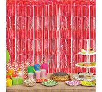 Netagon Cheetah Shimmer Event Party Photo Backdrop Tinsel Curtain 2.5M X 1M Red