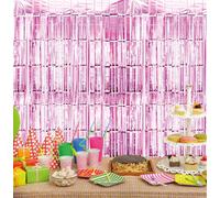 Cheetah Shimmer Tinsel Curtain, 2.5M x 1M Pink