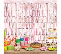 Cheetah Shimmer Tinsel Curtain, 2.5M x 1M Rose Gold