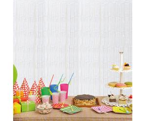 Netagon Cheetah Shimmer Party Event Photo Backdrop Tinsel Curtain 2.5M X 1M White