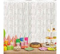 Netagon Cheetah Shimmer Party Event Photo Backdrop Tinsel Curtain 3M X 1M Silver