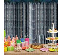 Netagon Cheetah Shimmer Party Event Tinsel Curtain Backdrop 2.5M X 1M - Black
