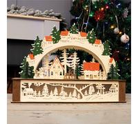 Netagon Christmas Battery Powered Wooden Festive Lighting Arch Ornament