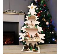 Netagon Christmas Battery Powered Wooden Light Up Christmas Tree Ornament