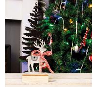 Battery Operated Wooden Christmas Tree Light Effect With Reindeer and LED lights