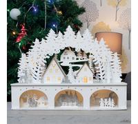 Netagon Christmas Battery Powered Wooden Light Up Festive Scene Ornament