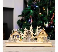 Netagon Christmas Battery Powered Wooden Light Up Festive Scene Ornament