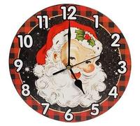 Netagon Christmas Red Santa Design Festive Battery Operated Wall Clock Netagon Red
