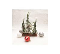 Netagon Decorative Snow Topped Mini Christmas Tree Display on Log in Green Netagon Green