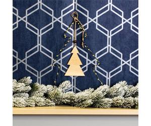 Netagon Festive Battery Powered Metal Christmas Tree Silhouette With Led String Lights