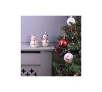 Netagon Festive Christmas Ceramic Light Up Snowmen Ornament - Pair in Cream Netagon Cream