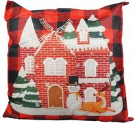Netagon Festive House Design Christmas Themed Cushion 40X40CM in Red | Size: 40X40 cm Netagon Red 40X40 cm