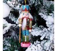 Netagon Festive Ornament Nutcracker Glitter Christmas Tree Bauble Decoration- Blue