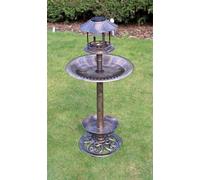 Netagon Garden Outdoor Ornamental Free Standing Pedestal Solar Light Bird Bath & Feeder