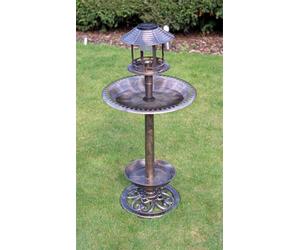 Netagon Garden Outdoor Ornamental Free Standing Pedestal Solar Light Bird Bath & Feeder