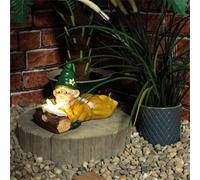 Netagon Garden Outdoor Solar Powered Light Up Gnome Log Reading Ornament Decoration