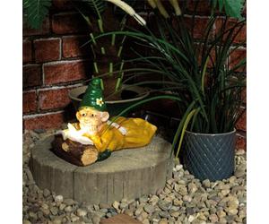 Netagon Garden Outdoor Solar Powered Light Up Gnome Log Reading Ornament Decoration