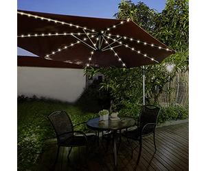 Netagon Garden Outdoor Waterproof Warm White 72 LED Parasol Umbrella Lighting Fairy String Lights with Timer Function