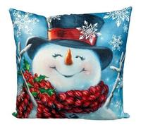 Netagon Happy Snowman Design Christmas Themed Cushion 45X45CM in White | Size: 45X45 cm Netagon White 45X45 cm