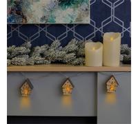 Netagon Home Festive Battery Powered Christmas Wooden House Fairy String Lights