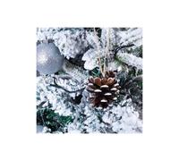 Netagon Home Festive Christmas Hanging Pine Cone Bauble Decoration - White Tipped Pack of 6 in Brown Netagon Brown
