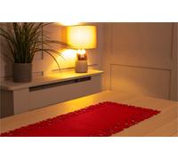 Netagon Home Rectangular Felt Table Runner With Openwork Star And Snowflake Design- Red