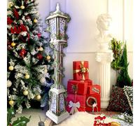 Netagon Indoor Christmas Home Decoration Snow Topped Wooden Lamp Lamppost With Ice White Led String Lights