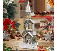 Netagon Indoor Neutral Christmas Home Decoration Snow Topped Wooden Log Cabin Wood House with Battery Powered Warm White LED Lights