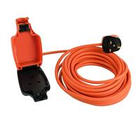 Netagon IP54 Single 1 Gang Plug Waterproof Outdoor Electrical Inline Socket Extension Lead | 10M Long Cable