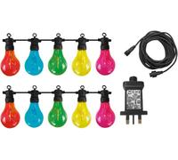 Luxform Lighting Maui 10 Multi Coloured LED Festoon Party String Lights for Indoors/Outdoors - Mains Powered - IP44 Rated - Connectable - 5M Extension Lead Included
