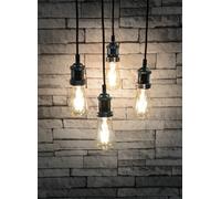Netagon Modern Retro Industrial Pendant E27 Ceiling Light Lamp Cluster - Black Chrome