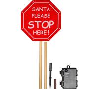 Netagon Outdoor LED Festive Christmas Light Up Santa Stop Here Sign with Timer & Battery Operation in Red Netagon Red