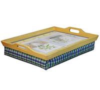 Netagon Portable Wooden Breakfast, Food, Laptop Table Lap Tray with Cushion Bean Bag (Herbs)