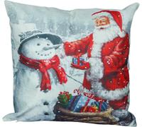 Netagon Santa & Snowman Design Christmas Themed Cushion 40X40CM in Grey | Size: 40X40 cm Netagon Grey 40X40 cm