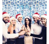 Netagon Shimmer Party Event Backdrop Tinsel Curtain Christmas Snow Design 2.5M X 1M Blue