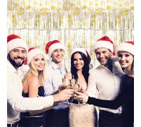 Netagon Shimmer Party Event Backdrop Tinsel Curtain Christmas Snow Design 2M X 1M Yellow