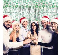 Netagon Shimmer Tinsel Curtain Christmas Snow Design 2M X 1M Green