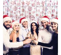 Netagon Shimmer Tinsel Curtain Party Event Backdrop Christmas Snow Design 2M X 1M Red