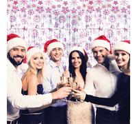Netagon Shimmer Tinsel Curtain Photo Party Backdrop Christmas Snow Design 3M X 1M Pink