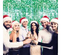 Netagon Shimmer Tinsel Curtain Reindeer Christmas Tree Design 2.5M X 1M Green