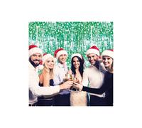 Netagon Shimmer Tinsel Curtain Reindeer Christmas Tree Design 2.5M x 1M Green Netagon Green