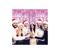 Netagon Shimmer Tinsel Curtain Reindeer Christmas Tree Design 2.5M x 1M Pink Netagon Pink