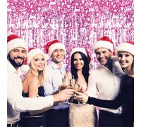 Netagon Shimmer Tinsel Curtain Reindeer Christmas Tree Design 3M X 1M Pink