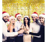 Netagon Shimmer Tinsel Curtain Reindeer Christmas Tree Design 3M X 1M Yellow