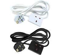 Netagon Single 1 Gang 13A Extension Lead Cable Electric UK Mains Plug Socket - Available in Black, White & Various Sizes (5 Metre, White)